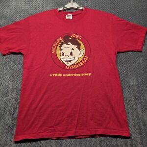 VTG‎ DodgeBall 2004 Average Joe's Gymnasium T-Shirt Men's L Red Movie Promo FOTL